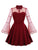 Flounce Sleeve Mesh Yoke Flare Dress