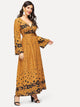 Surplice Neck Bell Sleeve Fit & Flare Floral Dress