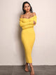 Double V Neckline Rib Midi Dress