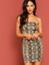 Snakeskin Print Fitted Cami Dress