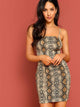 Snakeskin Print Fitted Cami Dress