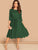 Scallop Trim Belted Flare Dress