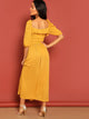 Tied Ruffle Neck Smocked Split Maxi Dress