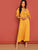 Tied Ruffle Neck Smocked Split Maxi Dress