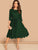 Scallop Trim Belted Flare Dress