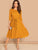 Scallop Trim Belted Flare Dress