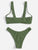 Ribbed Tie Front Top With High Leg Bikini