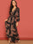Scarf Print Plunge Belted Maxi Wrap Dress