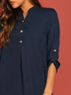 Rolled Tab Sleeve Button Front Maxi Dress