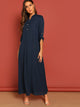 Rolled Tab Sleeve Button Front Maxi Dress