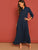 Rolled Tab Sleeve Button Front Maxi Dress