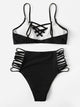 Criss Cross Top With Ladder Cut-out Bikini Set