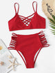 Criss Cross Top With Ladder Cut-out Bikini Set