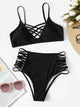 Criss Cross Top With Ladder Cut-out Bikini Set