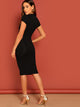 Mock-neck Solid Bodycon Dress