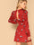 Gigot Sleeve Slit Back Crane Print Dress