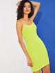 Rib-knit Bodycon Cami Neon Green Dress