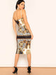 Scarf Print Cami Pencil Dress