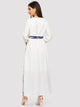 Ruffle Decoration Waist Tie Longline Dress