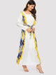 Ruffle Decoration Waist Tie Longline Dress