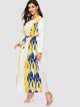 Ruffle Decoration Waist Tie Longline Dress