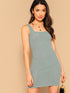 Solid Rib-knit Bodycon Tank Dress