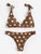 Self Tie Shoulder Polka Dot Bikini Set