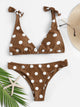 Self Tie Shoulder Polka Dot Bikini Set