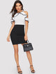 Ruffle Cold Shoulder Combo Bodycon Dress