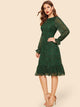  60s Keyhole Neck Flounce Sleeve Leopard Dress
