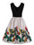 50s Scalloped Neck Butterfly Print Flare Dress