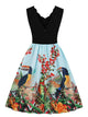 50s Animal And Floral Print Dress