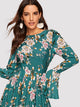Trumpet Sleeve Floral Maxi Dress