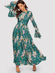 Trumpet Sleeve Floral Maxi Dress