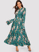 Trumpet Sleeve Floral Maxi Dress