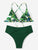 Random Palm Cross Top With Tie Side Bikini Set