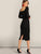 Surplice Neck Puff Sleeve Split Pencil Dress