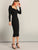 Surplice Neck Puff Sleeve Split Pencil Dress