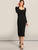 Surplice Neck Puff Sleeve Split Pencil Dress