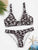 Leopard Plunge Neck Top With Panty Bikini Set