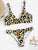 Leopard Plunge Neck Top With Panty Bikini Set