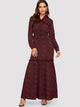Tie Neck Love Print Frill Trim Maxi Dress