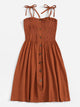 Single Breasted Elastic Detail Slip Dress