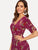 Drawstring Sleeve Split Floral Wrap Maxi Dress