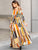 Mixed Striped Belted Wrap Split Dress