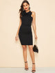 30s Oversized Bow Belted Bodycon Dress
