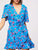 Allover Flower Ruffle Trim Wrap Belted Dress