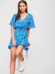 Allover Flower Ruffle Trim Wrap Belted Dress