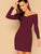  Off Shoulder Cross Over Rib-knit Pencil Dress