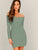  Off Shoulder Cross Over Rib-knit Pencil Dress